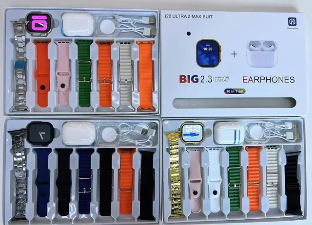 Montre connectée i20 Ultra 2 Max avec écouteurs et bracelets interchangeables
