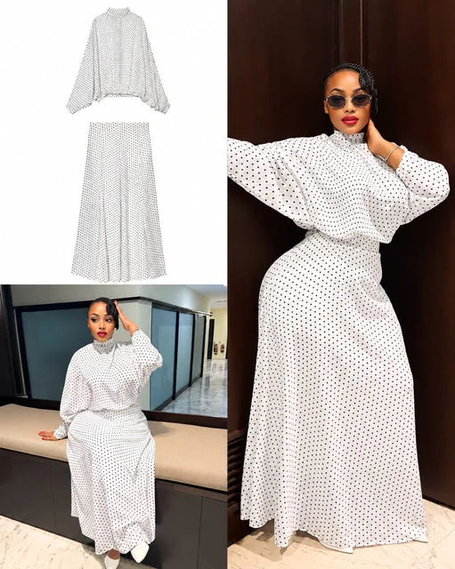 Robe longue à pois élégante pour femme