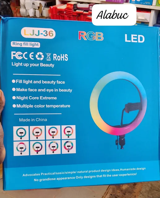 Lampe anneau LED RGB LJJ-36 pour éclairage photo et beauté