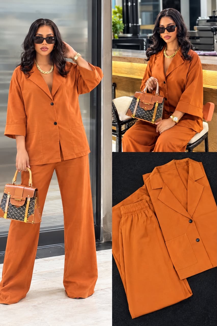 Ensemble femme haut et pantalon orange