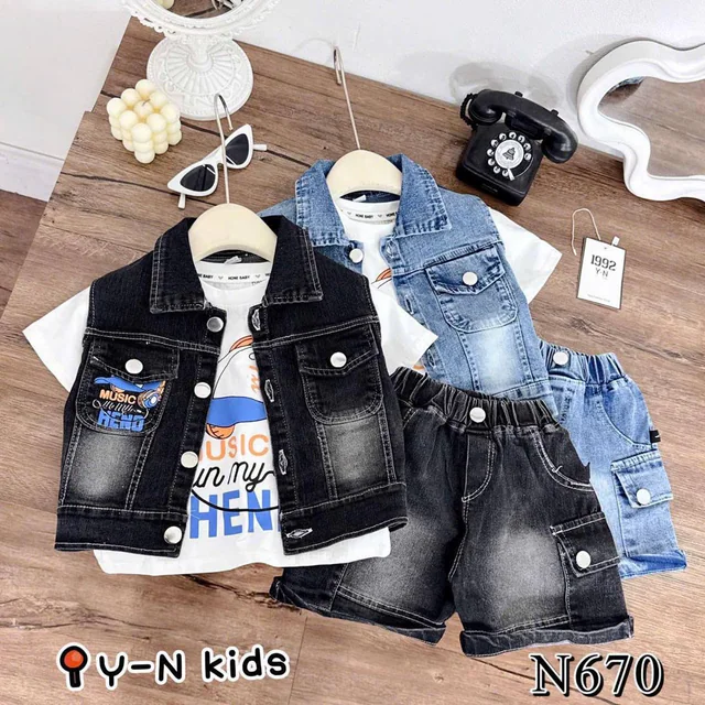 Ensemble gilet en jean et t-shirt pour enfant