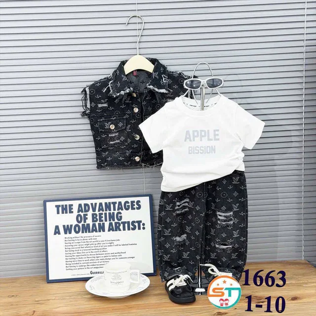 Ensemble jean enfant avec gilet sans manches