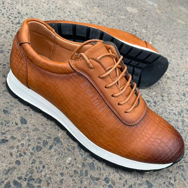 Chaussures homme en cuir marron style casual