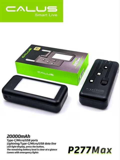 Batterie externe CALUS P277Max 20000mAh avec ports Type-C, Micro USB et Lightning