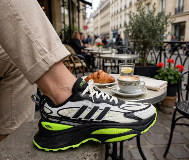 Baskets Adidas noires, blanches et vertes