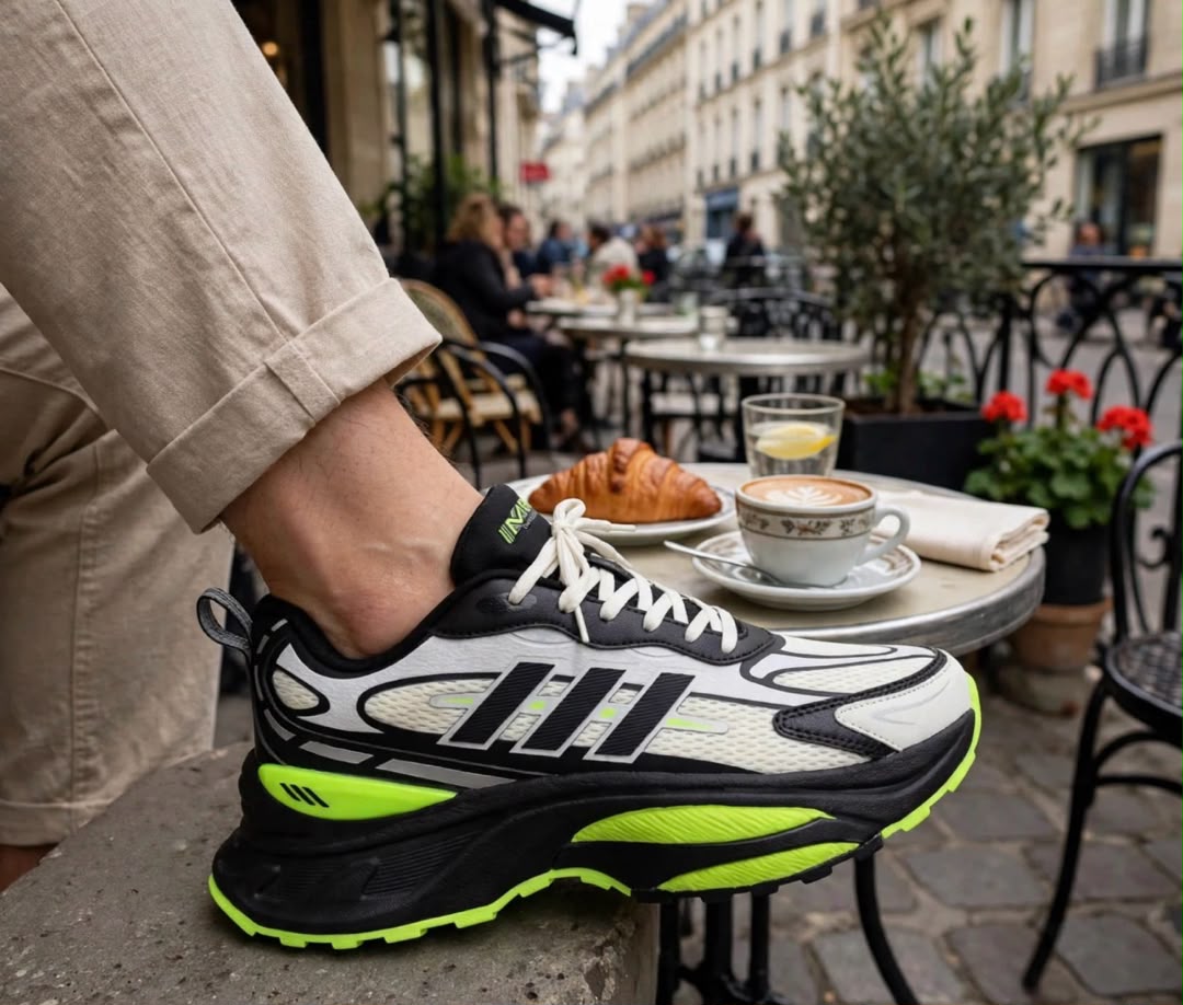 Baskets Adidas noires, blanches et vertes